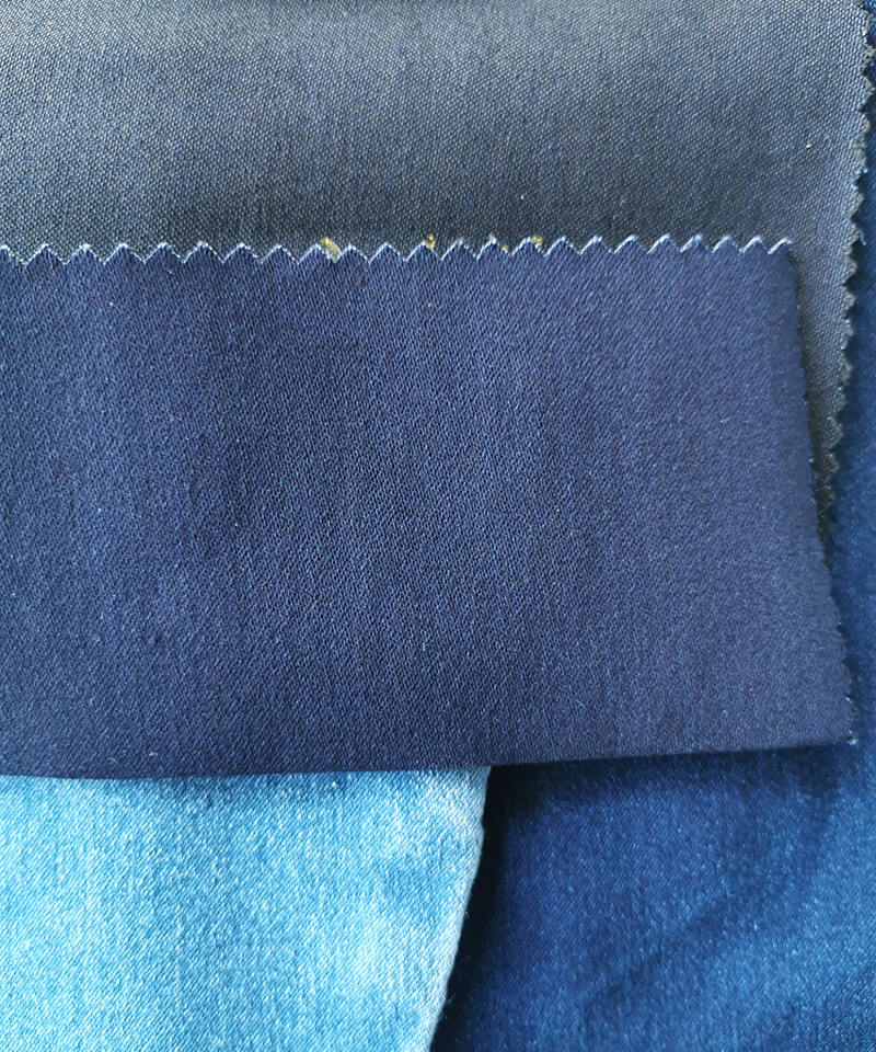  Indigo/black 4/1 Satin Middle weight High stretch denim fabric#50038