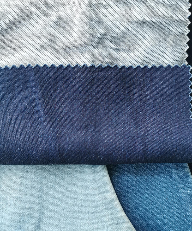  Indigo Fake knitting Middle weight Stretch denim fabric#60005