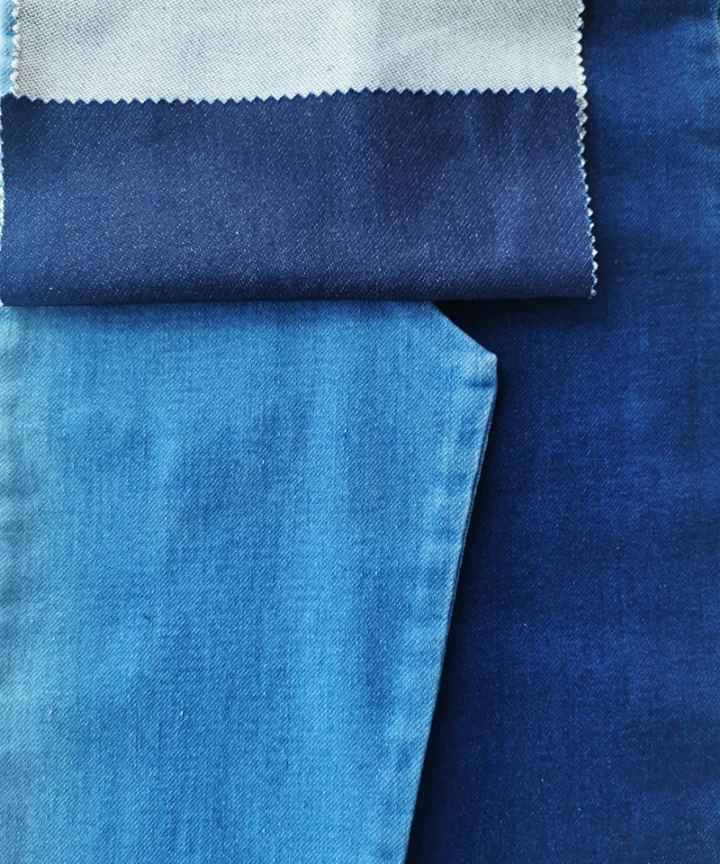  Indigo Fake knitting Middle weight Stretch denim fabric#60006