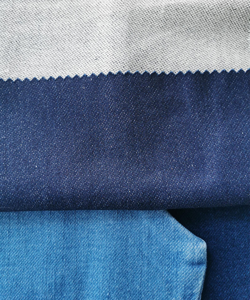  Indigo Fake knitting Middle weight Stretch denim fabric#60006