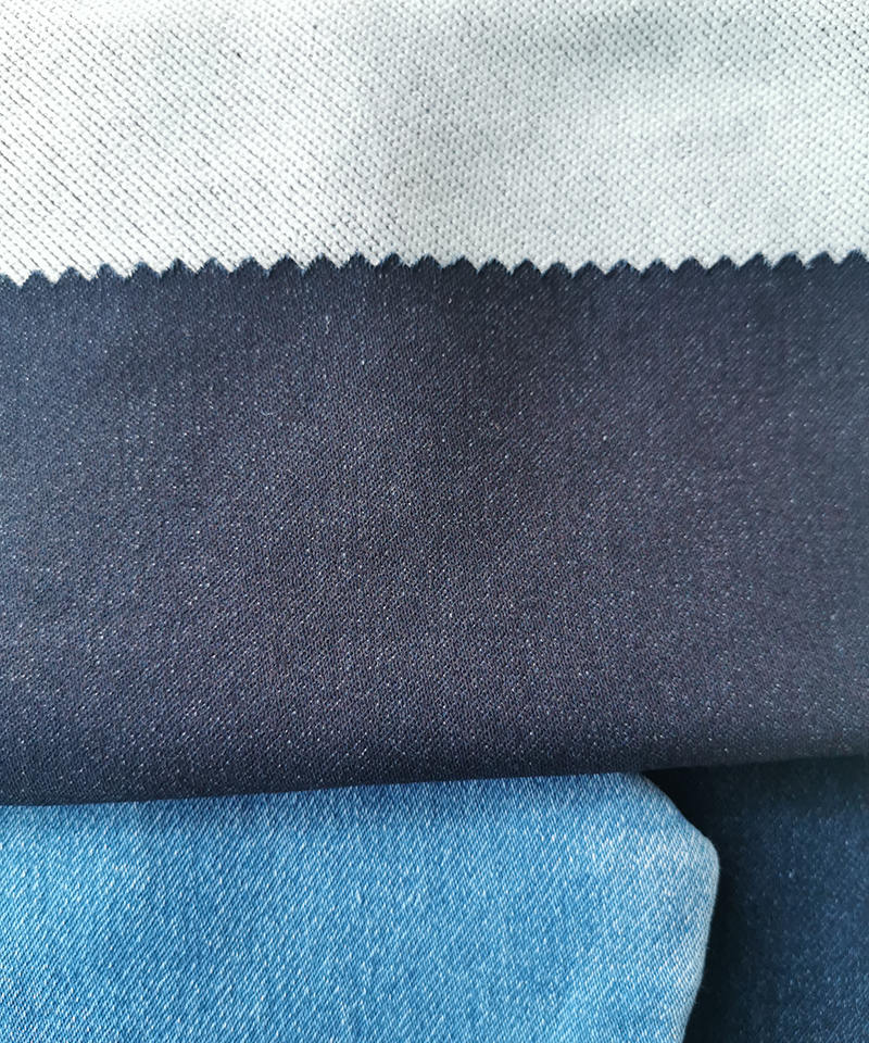  Indigo Fake knitting Middle weight Stretch denim fabric#60021