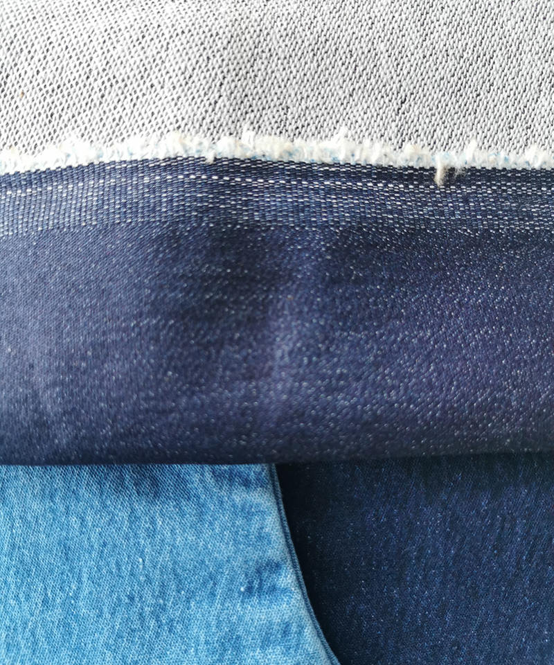  Indigo Fake knitting Middle weight Stretch denim fabric#60022