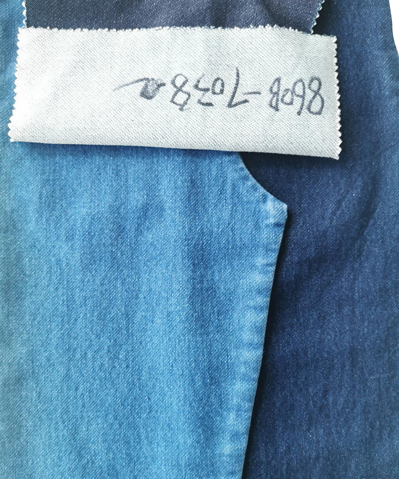  Indigo Fake knitting Middle weight Stretch denim fabric#60023