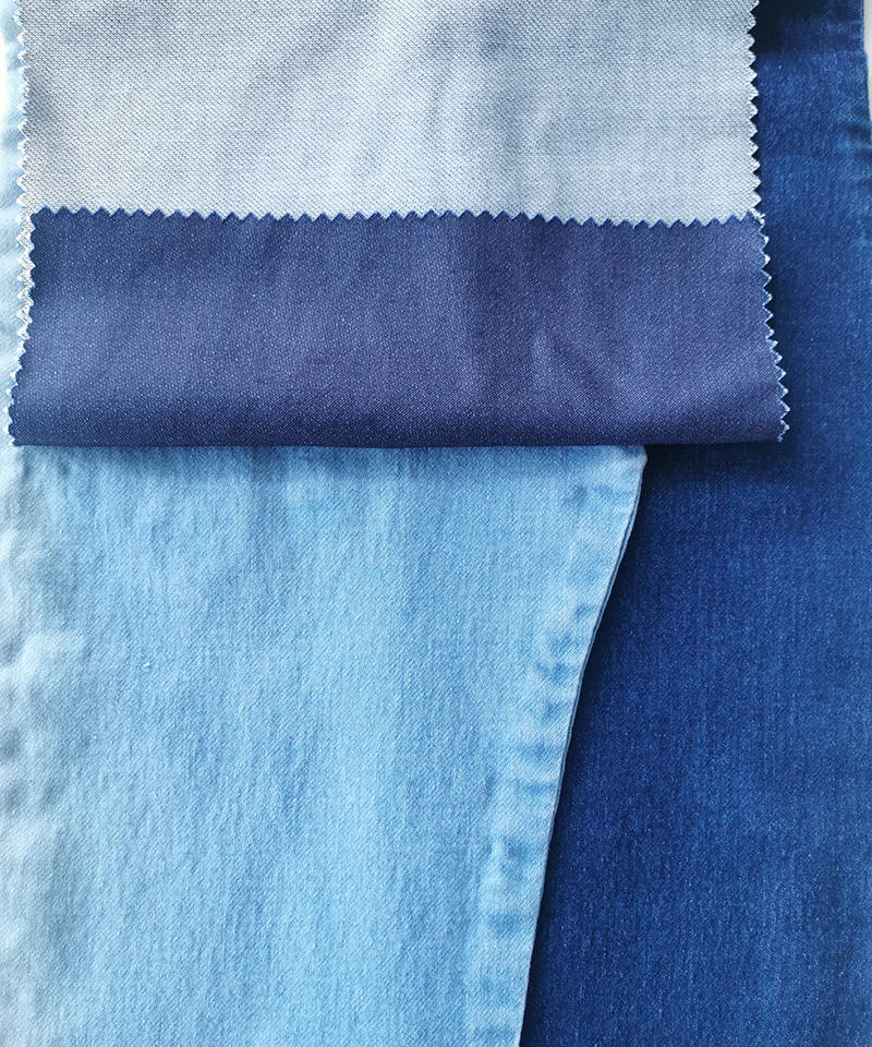  Indigo Fake knitting Light weight Stretch denim fabric#60028