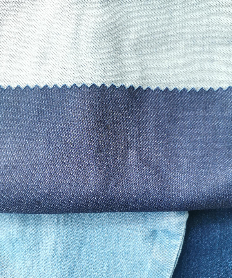  Indigo Fake knitting Light weight Stretch denim fabric#60028