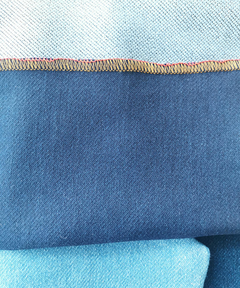  Indigo Fake knitting Middle weight Stretch denim fabric#60031