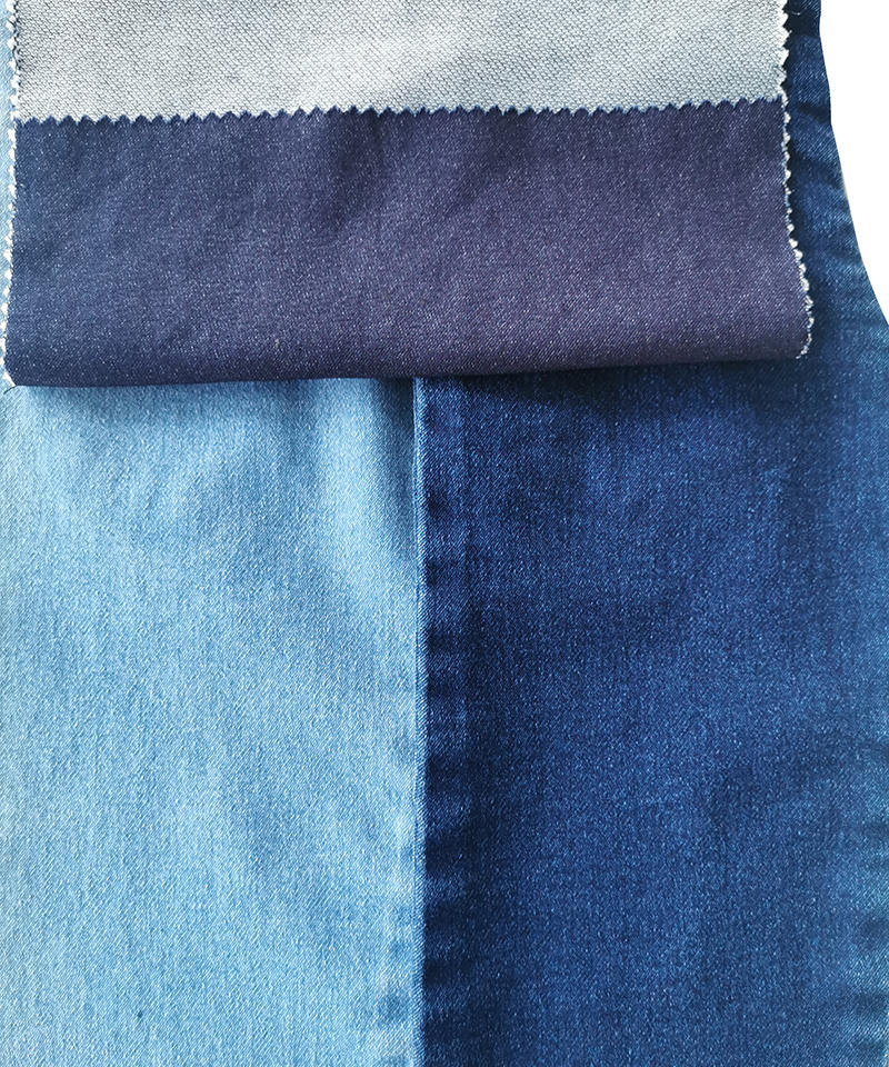  Indigo Fake knitting Middle weight Stretch denim fabric#60036