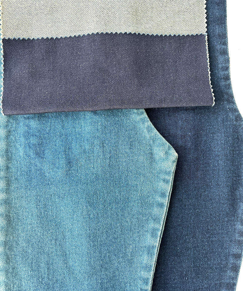  Indigo Fake knitting Middle weight Stretch denim fabric#60042