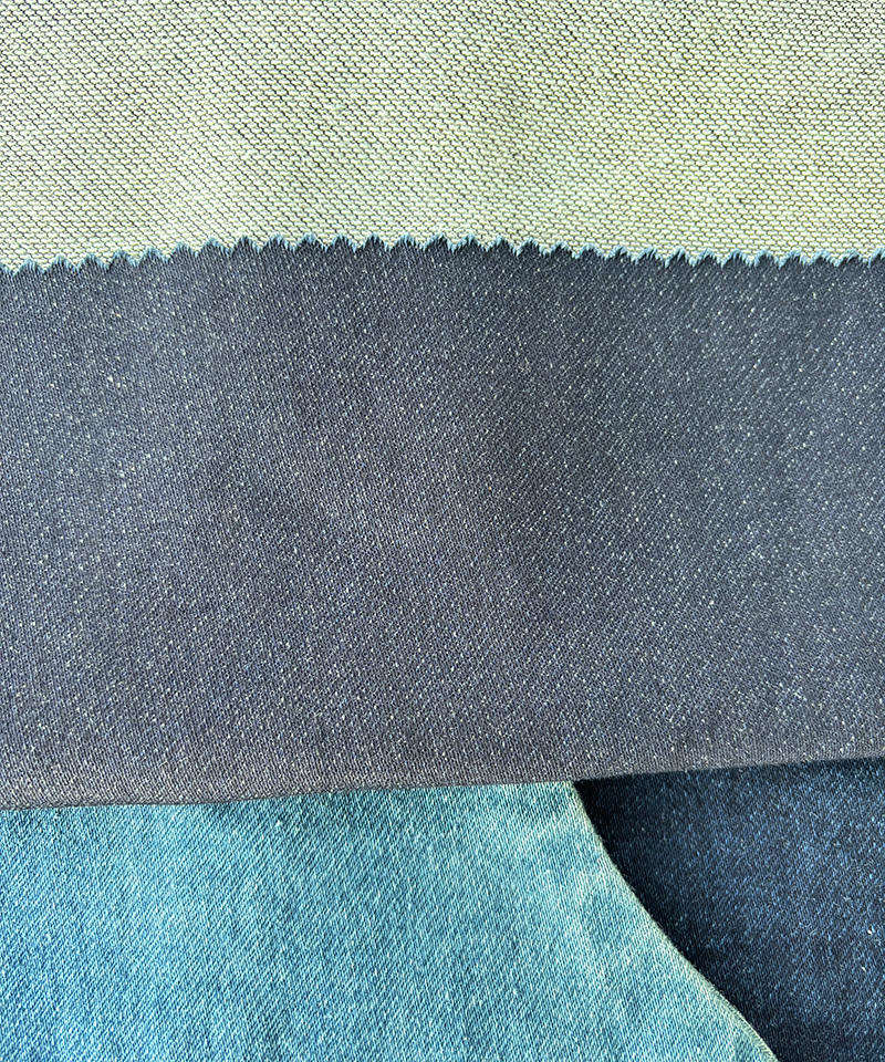  Indigo Fake knitting Middle weight Stretch denim fabric#60042