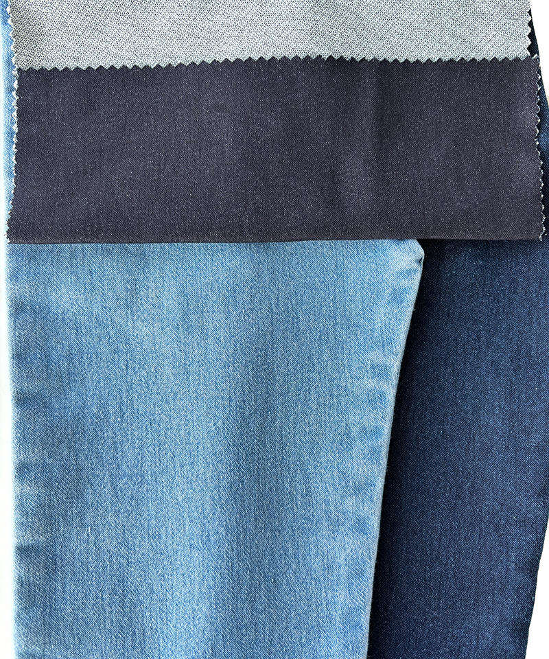  Indigo Fake knitting Middle weight Stretch denim fabric#60043