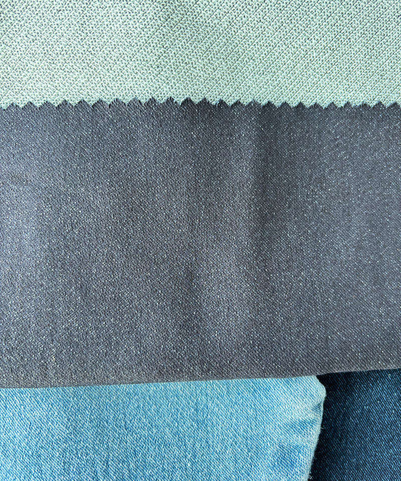  Indigo Fake knitting Middle weight Stretch denim fabric#60043