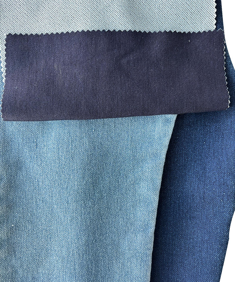  Indigo Fake knitting Heavy weight Stretch denim fabric#60055