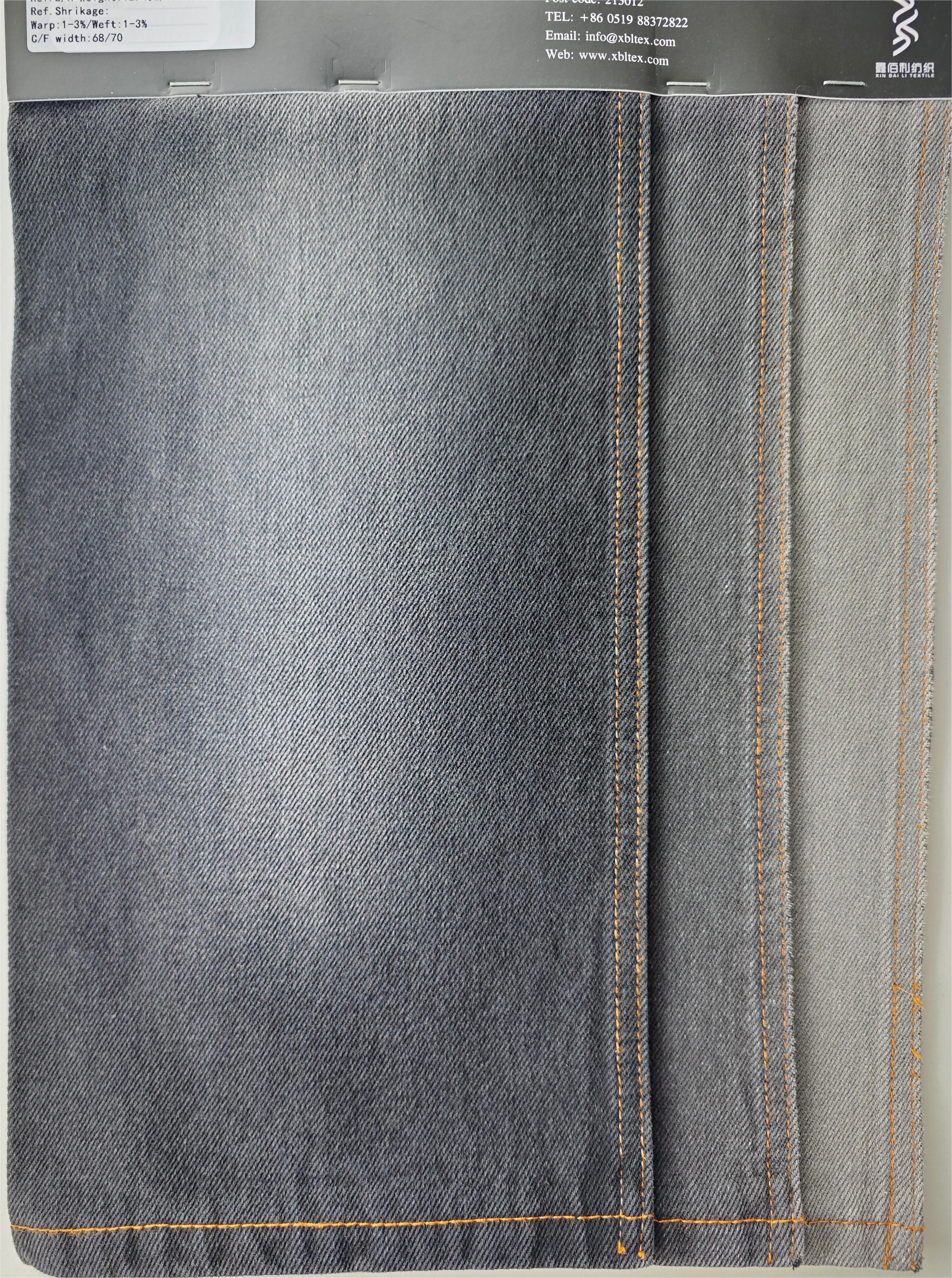 Double sided black 420g elastic free twill pure cotton denim fabric super soft #10010