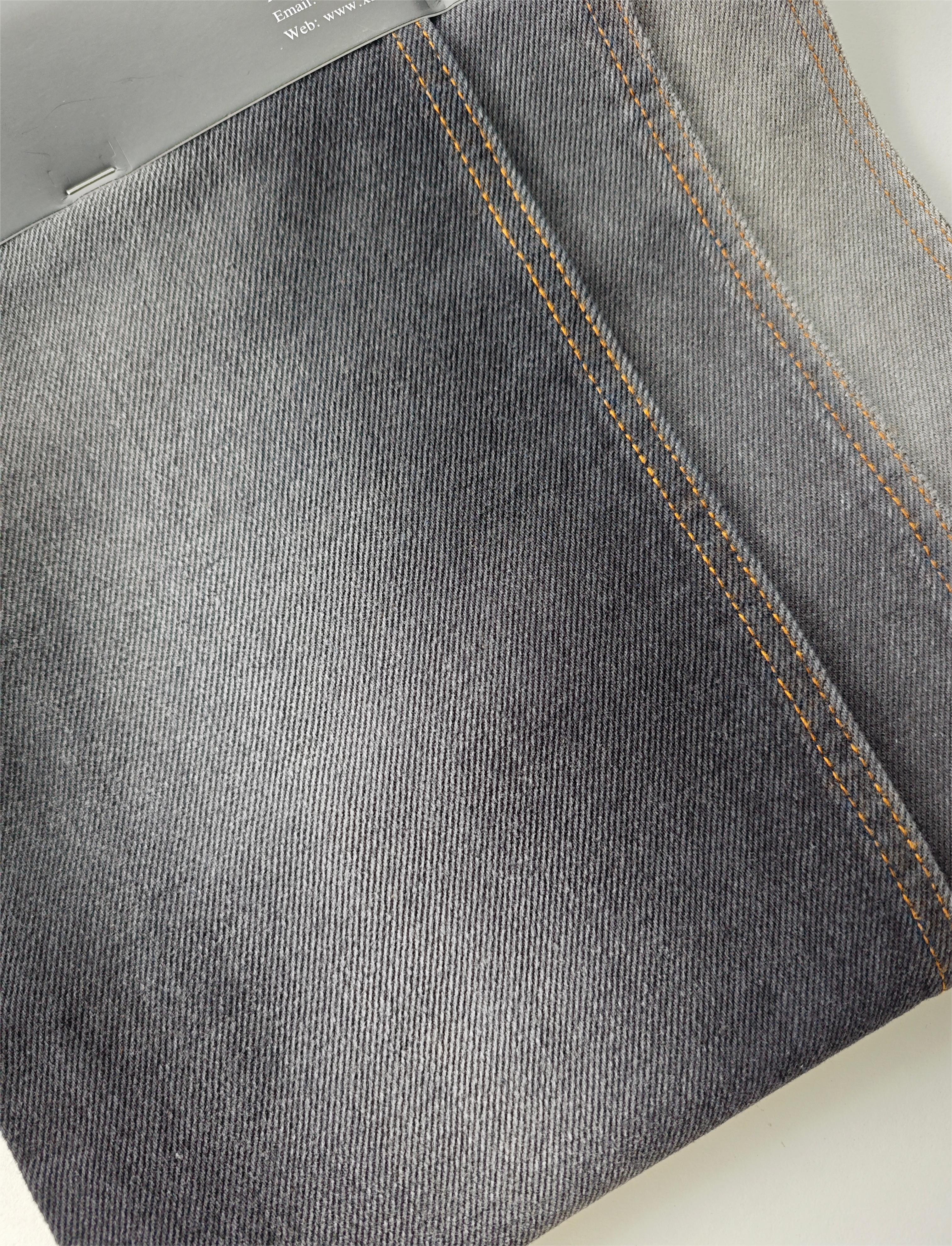 Double sided black 420g elastic free twill pure cotton denim fabric super soft #10010