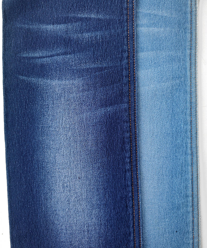  Indigo Fake knitting Middle weight Stretch denim fabric#60025