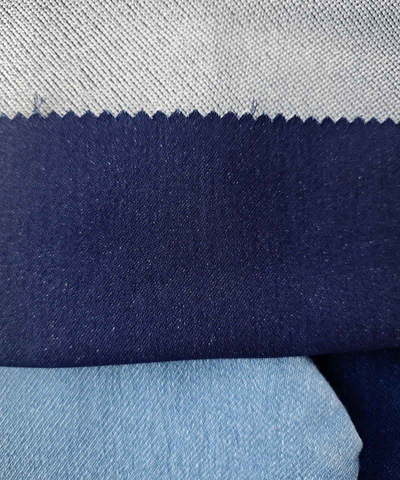  Indigo Fake knitting Heavy weight Stretch denim fabric#60034