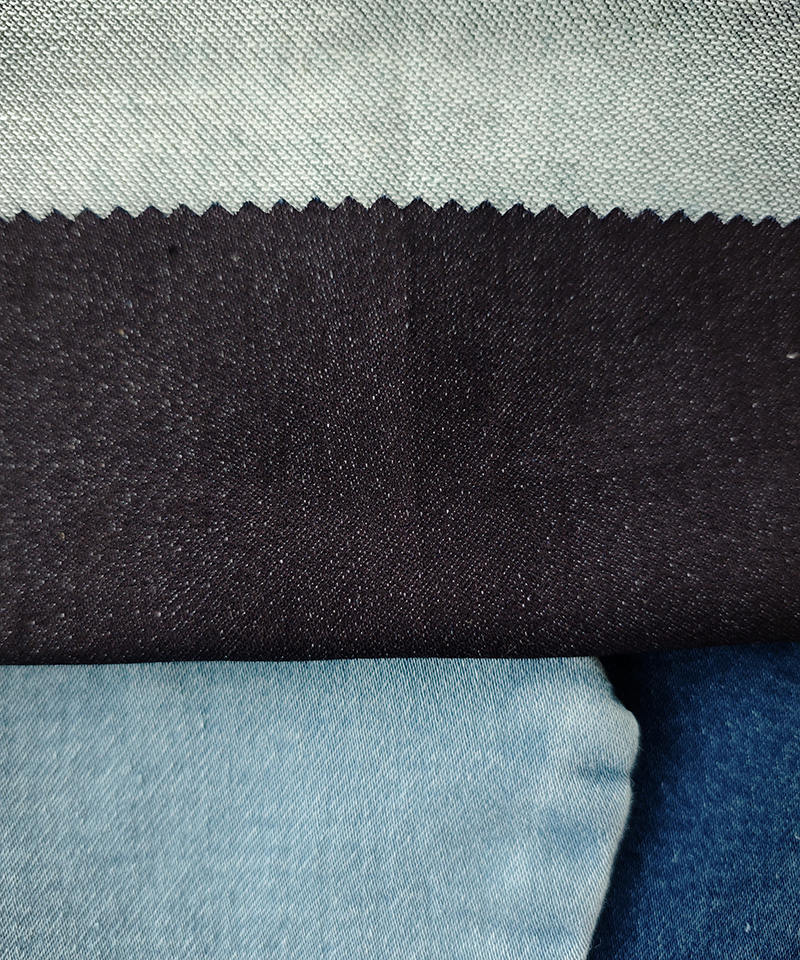  Indigo Fake knitting Middle weight Stretch denim fabric#60053