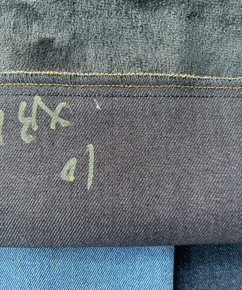 Slub Indigo 4/1 Satin Heavy weight Stretch Bonded denim fabric#80006