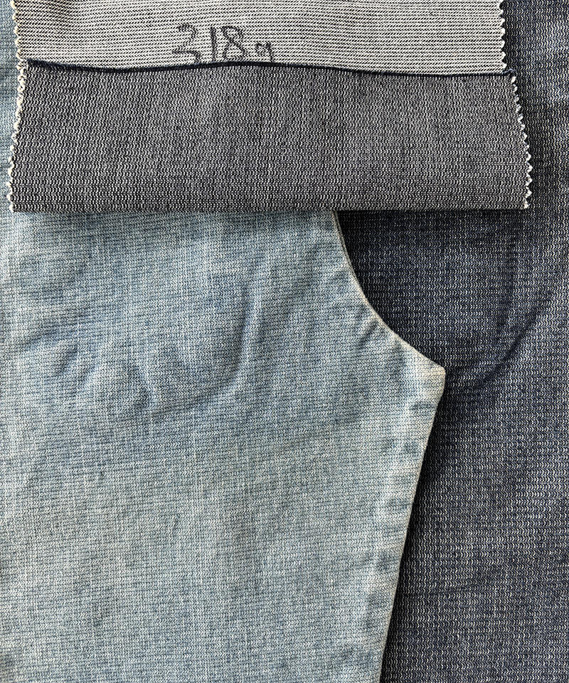  Indigo Jacquard Middle weight Stretch denim fabric#90004