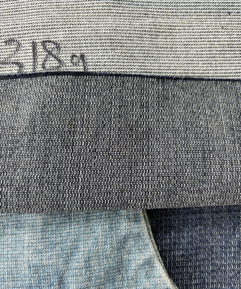  Indigo Jacquard Middle weight Stretch denim fabric#90004