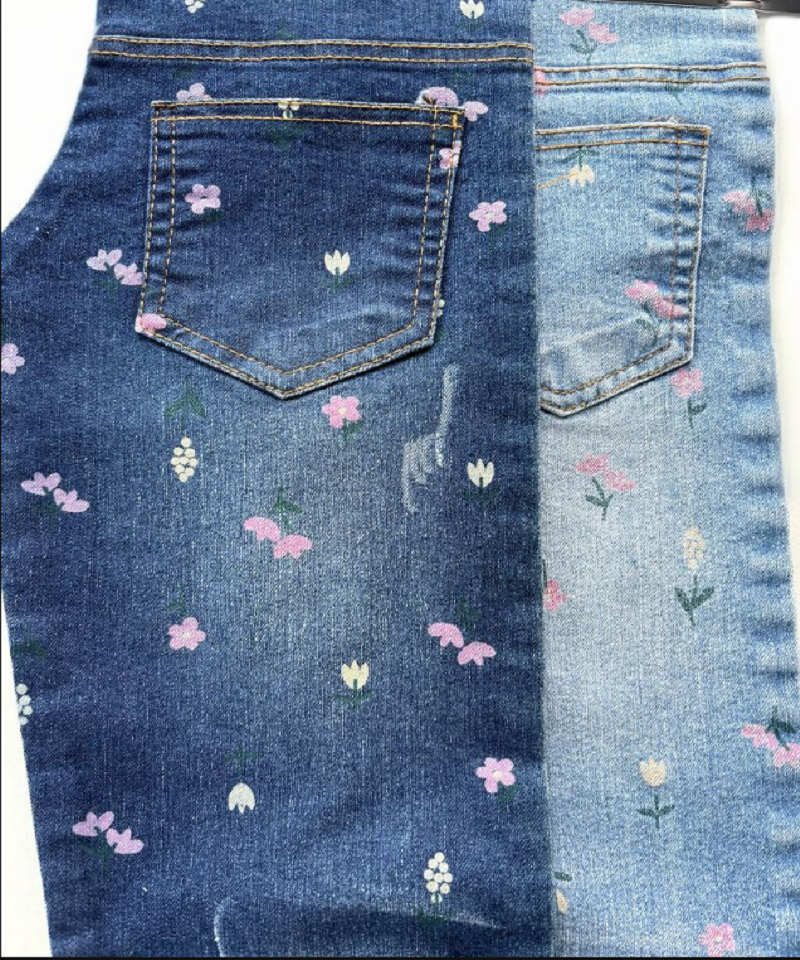 Indigo 3/1 Twill Middle weightStretchPrintdenim fabric#P1