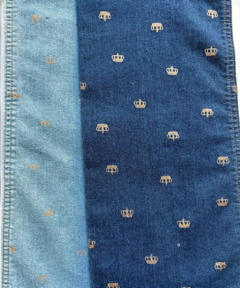 Indigo 3/1 Twill Middle weightStretchPrintdenim fabric#P3