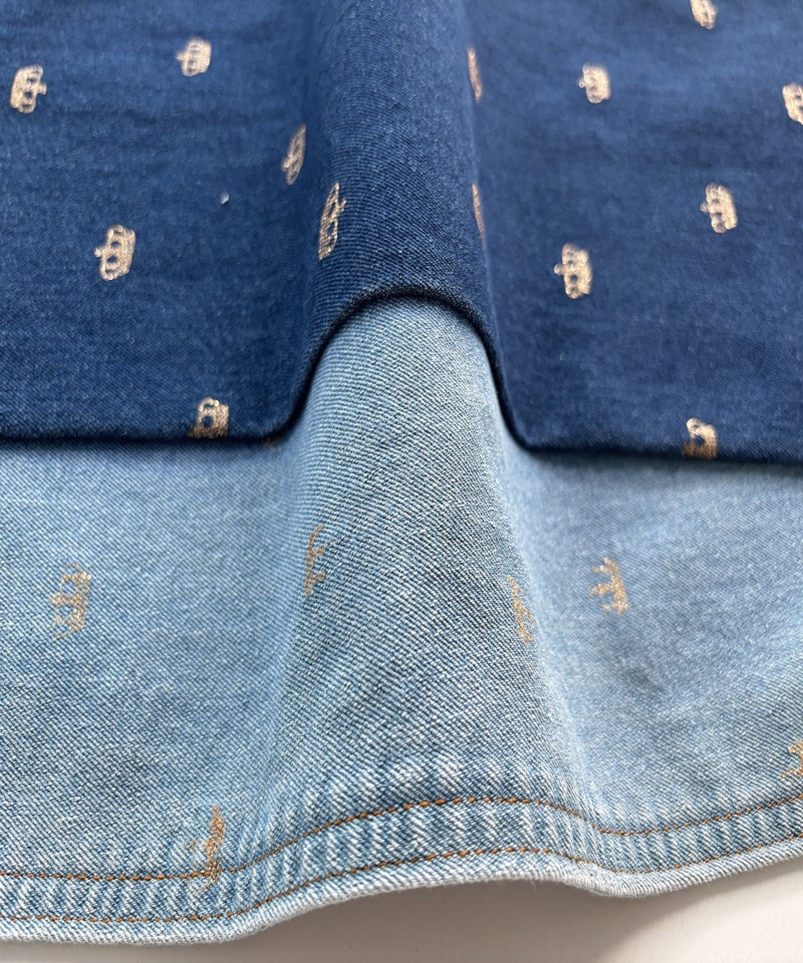 Indigo 3/1 Twill Middle weightStretchPrintdenim fabric#P3