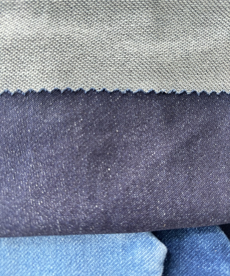 Indigo Fake knitting Middle weight Stretchdenim fabric#60038