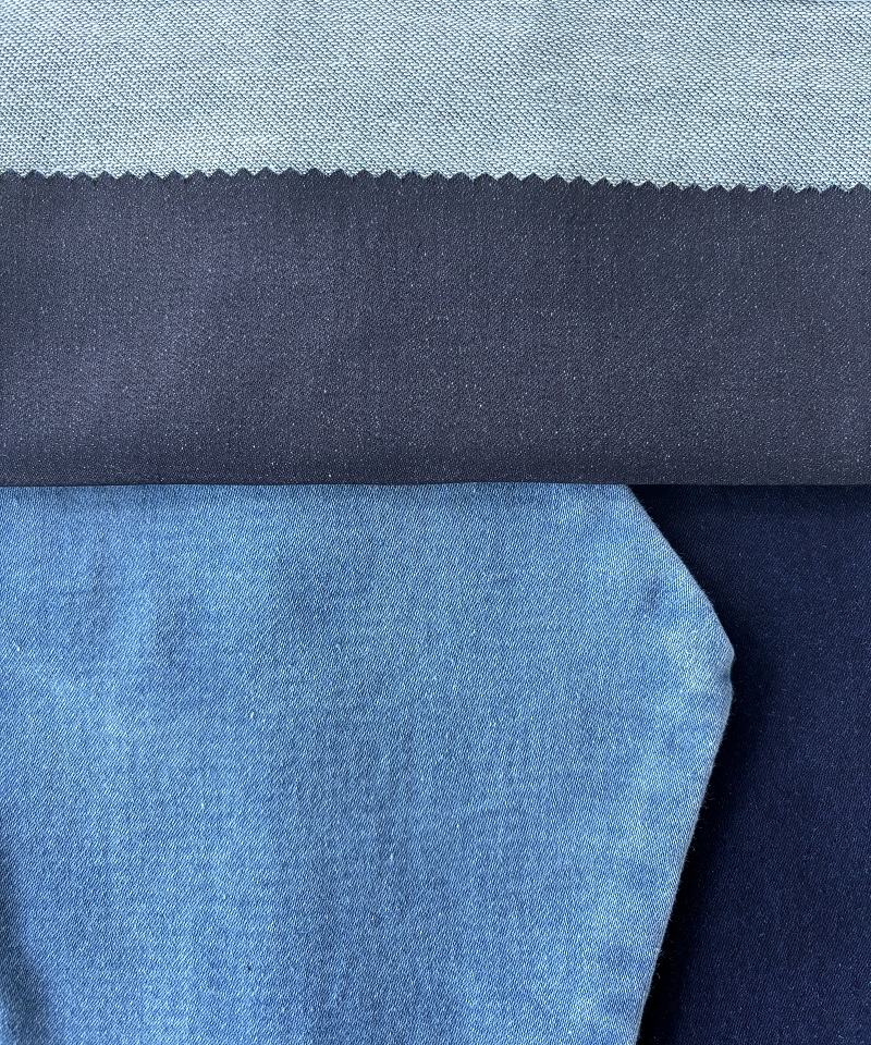 Indigo Fake knitting Middle weightStretchdenim fabric#60045