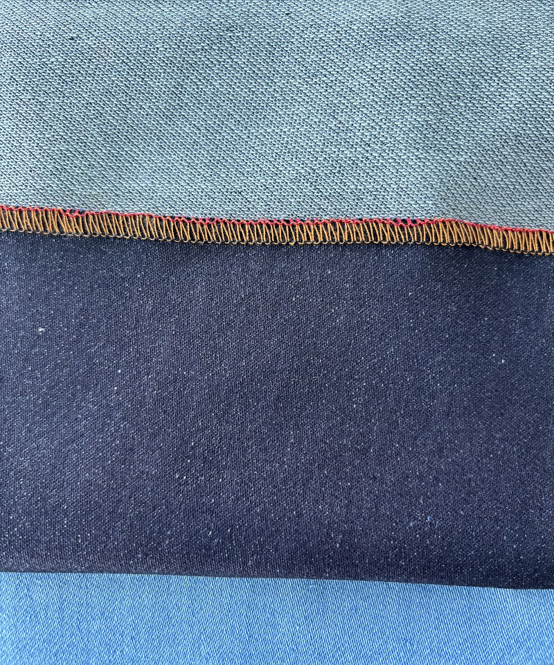 Indigo Fake knitting Middle weight High stretchdenim fabric#60046