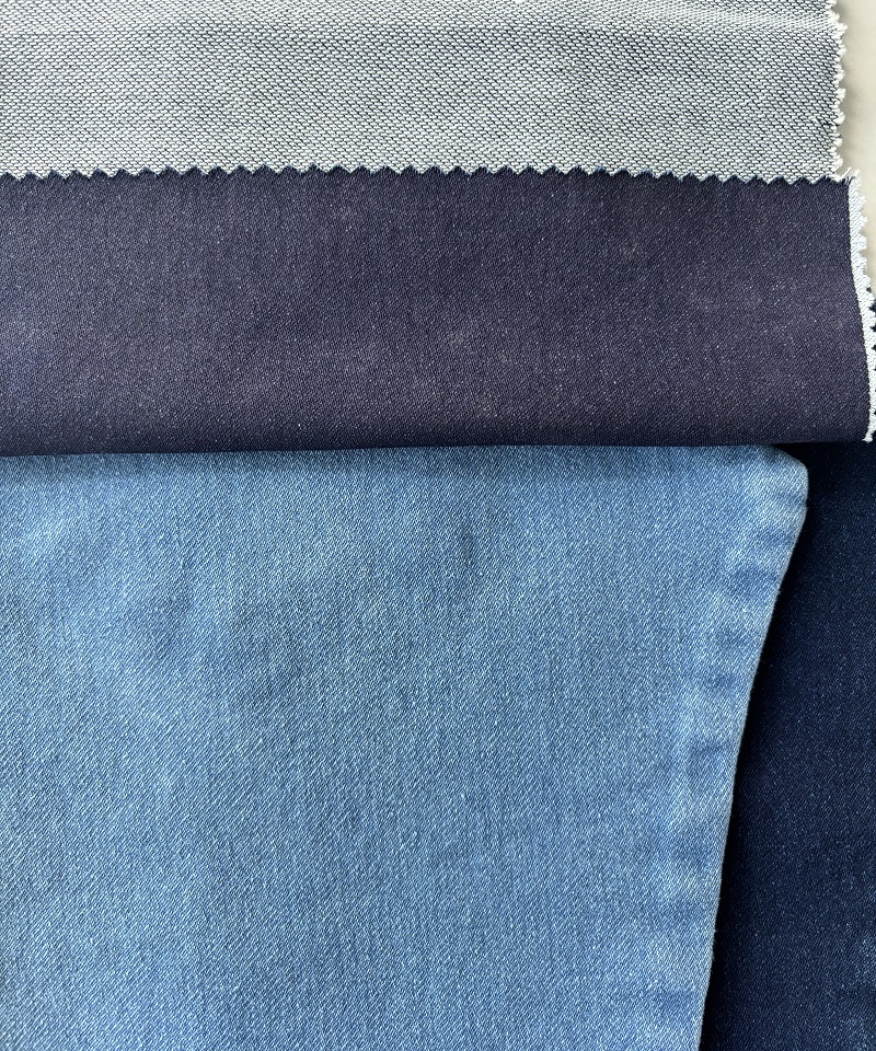 Indigo Fake knitting Middle weightStretchdenim fabric#60019