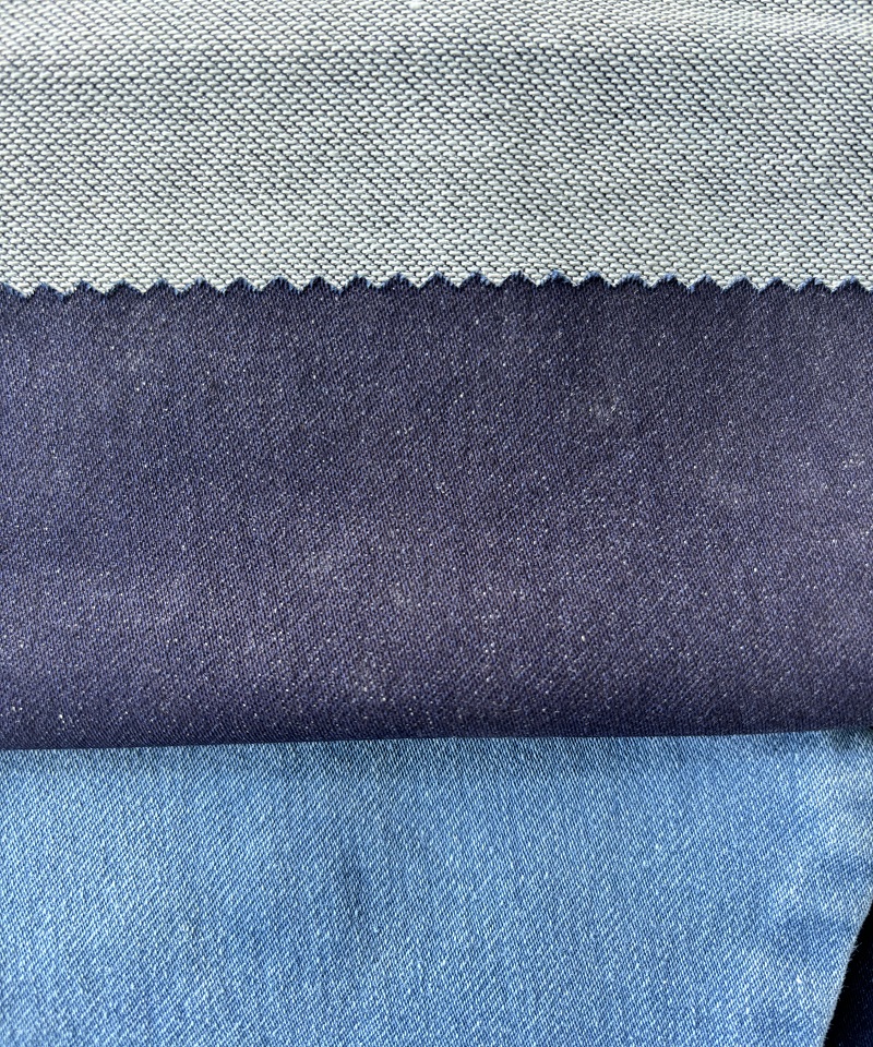 Indigo Fake knitting Middle weightStretchdenim fabric#60019