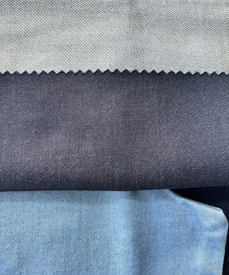 Indigo Fake knitting Middle weightStretchdenim fabric#60020