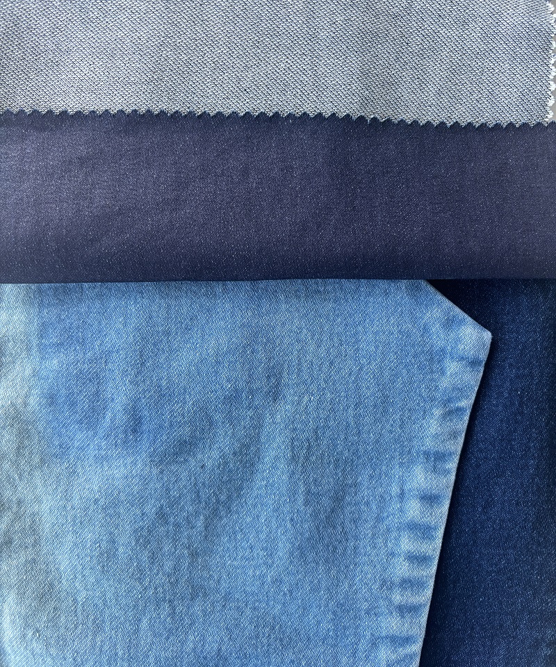 Indigo Fake knitting Middle weightStretchdenim fabric#60026