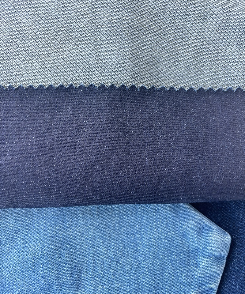 Indigo Fake knitting Middle weightStretchdenim fabric#60026