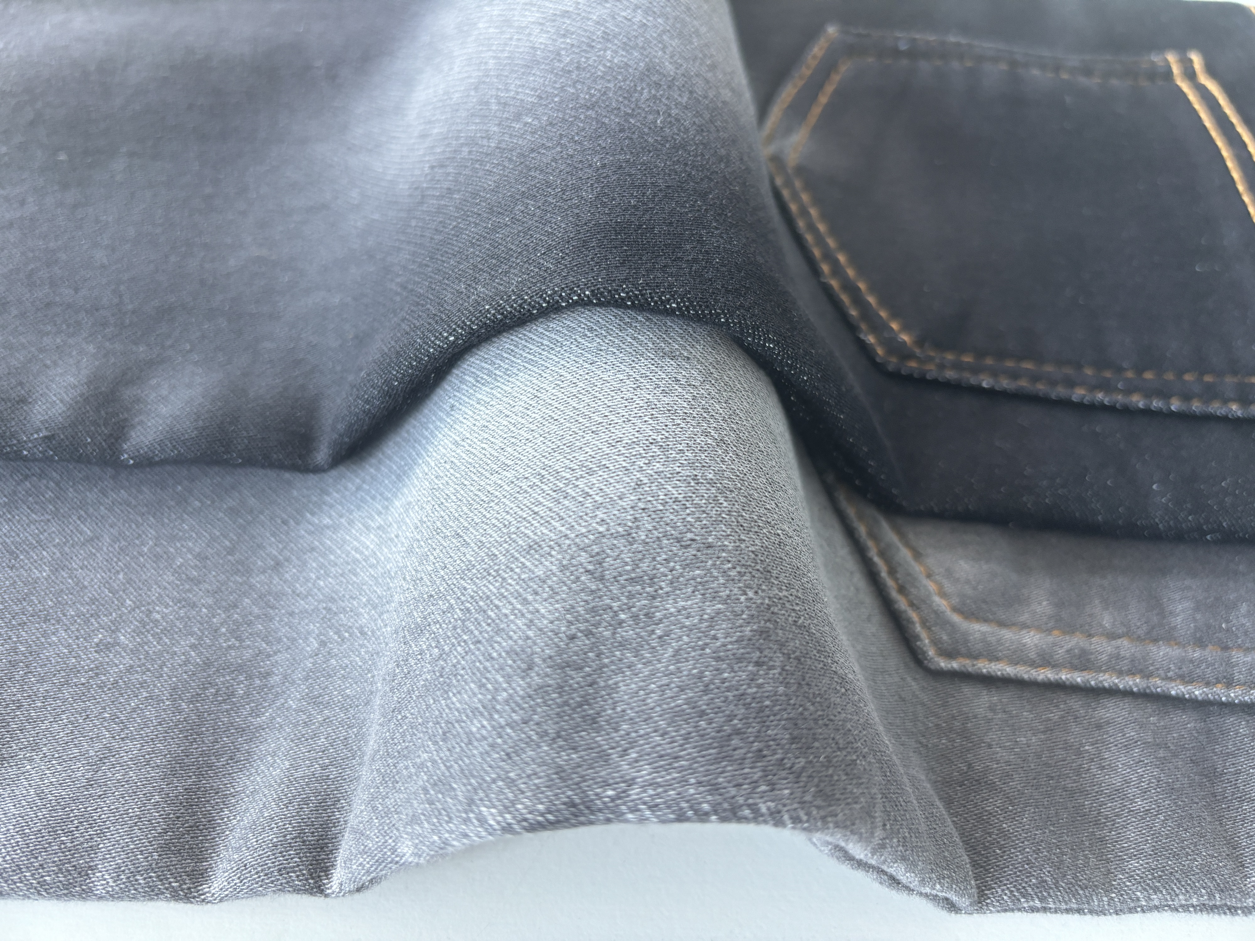 Grey Fake knitting Middle weightStretchdenim fabric#60027