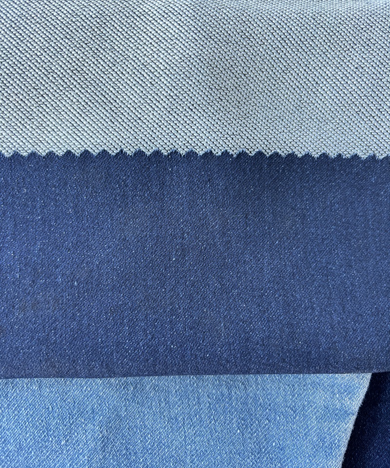 Indigo Fake knitting Middle weightStretchdenim fabric#60030