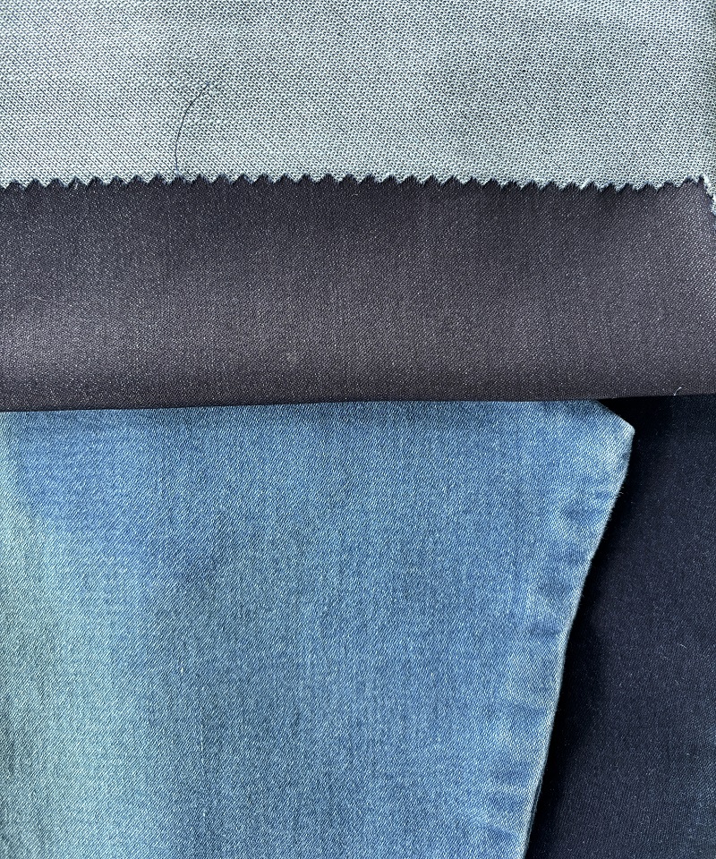 Indigo Fake knitting Middle weight Stretchdenim fabric#60032