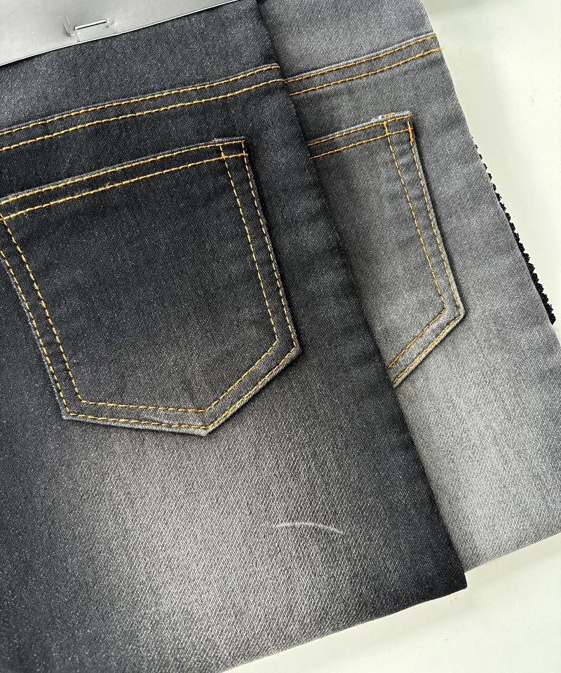 Black Fake knitting Middle weight Stretchdenim fabric#60035