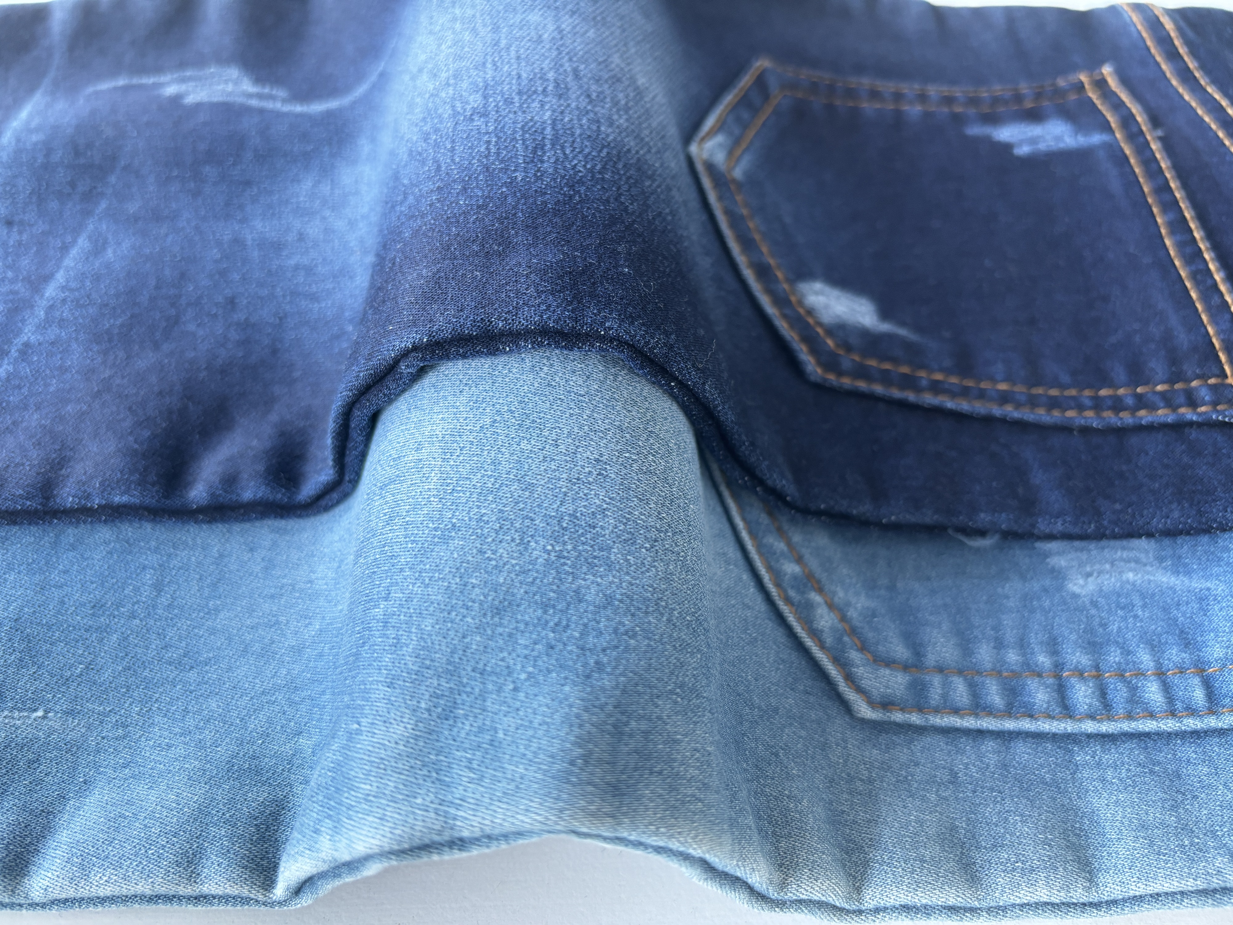 Indigo Fake knitting Middle weight Stretchdenim fabric#60008