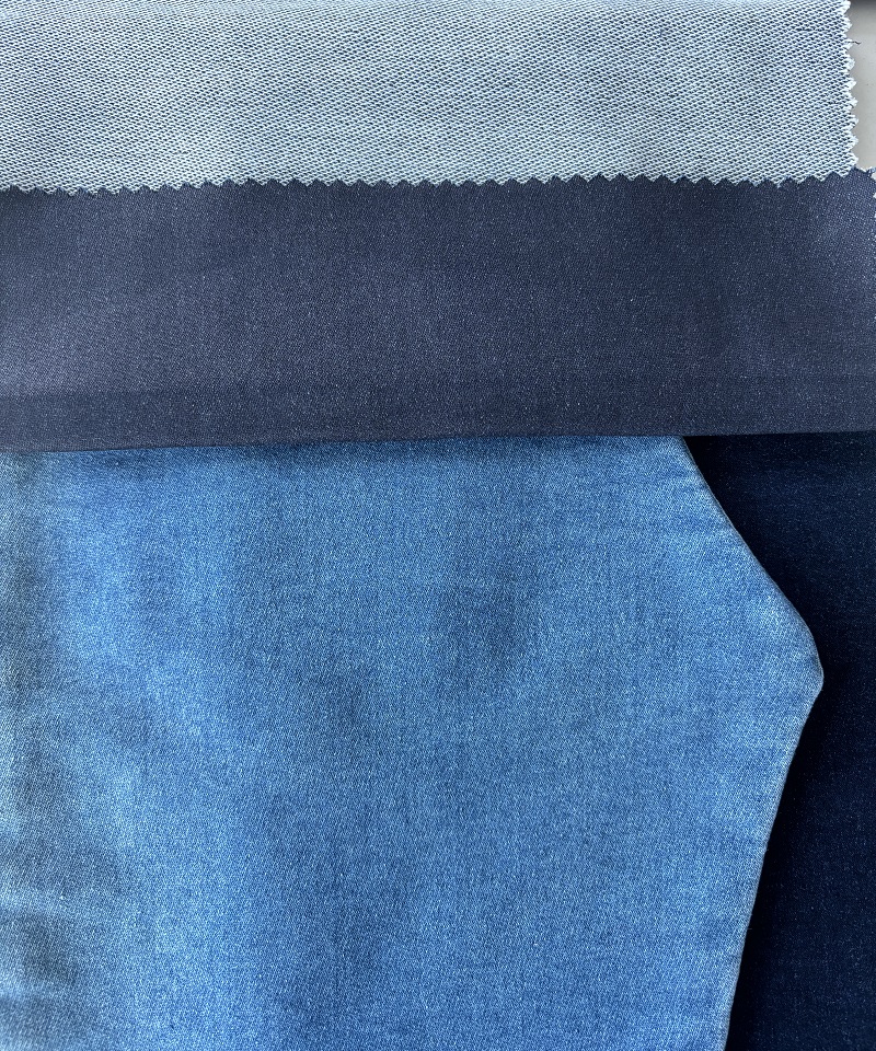 Indigo Fake knitting Middle weight Stretchdenim fabric#60008