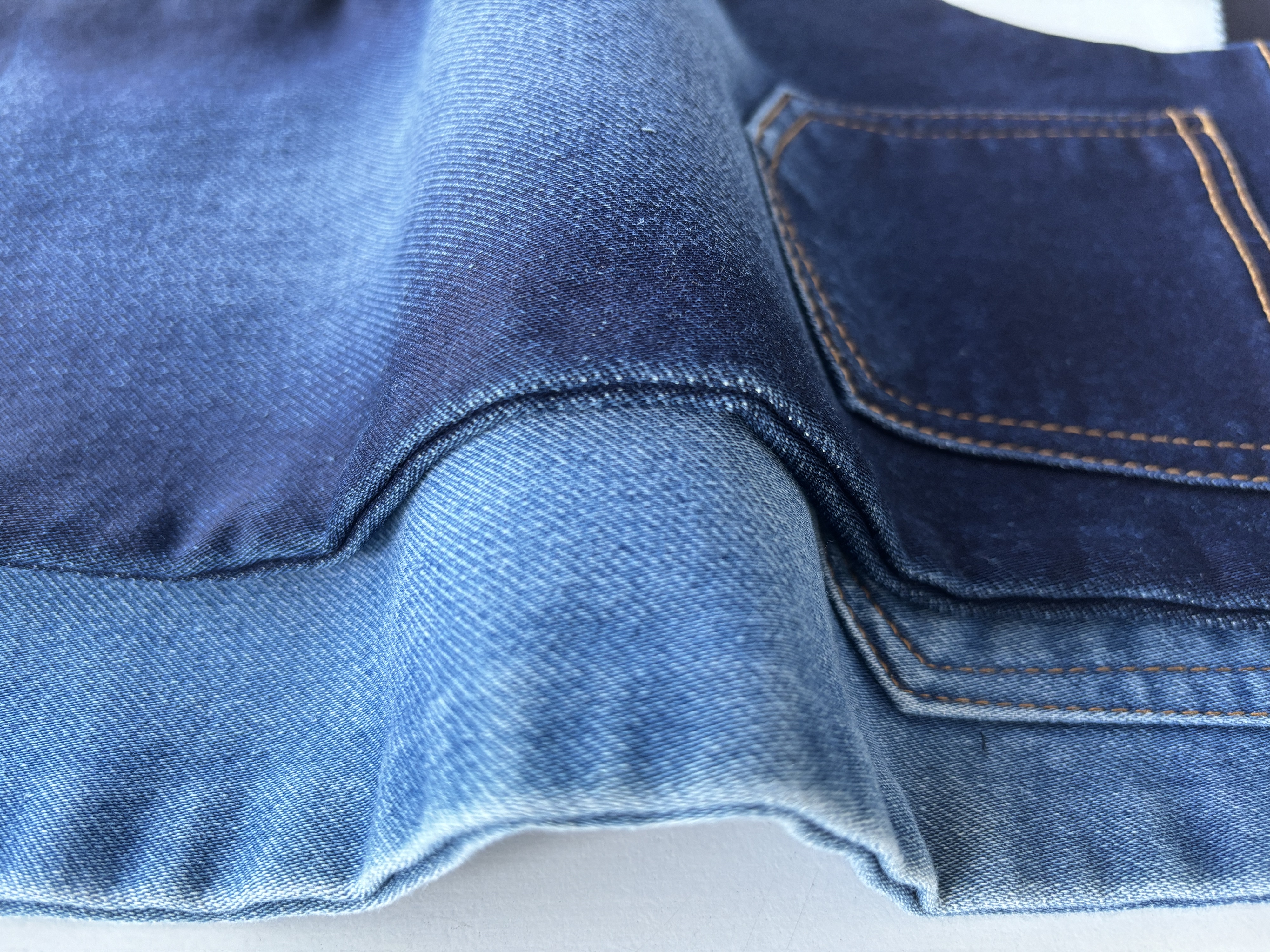 Indigo Fake knitting Middle weight Stretchdenim fabric#60011