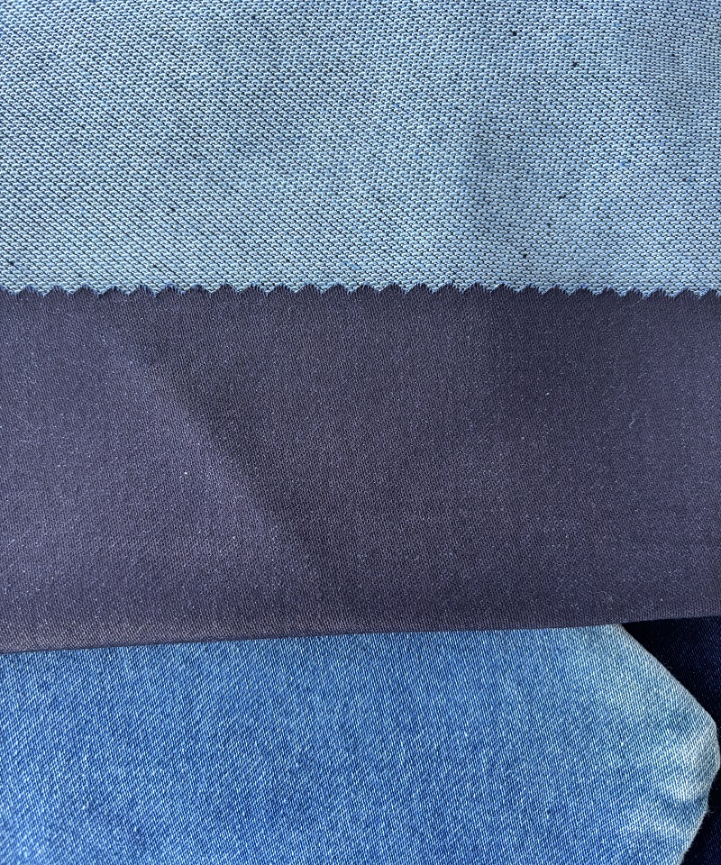 Indigo Fake knitting Middle weight Stretchdenim fabric#60011