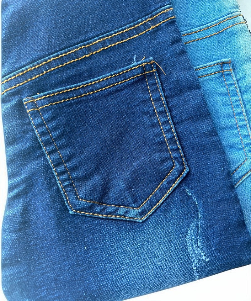 Indigo Fake knitting Middle weight Stretchdenim fabric#60013