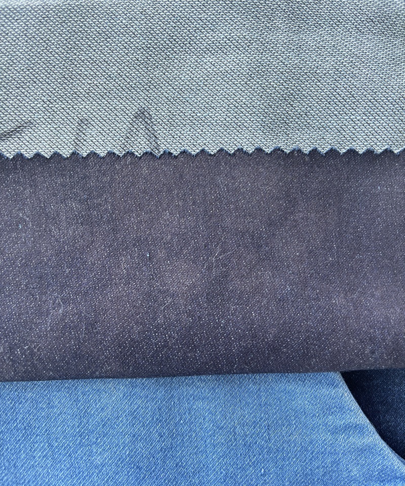 Indigo Fake knitting Middle weight Stretchdenim fabric#60013