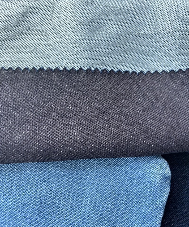 Indigo Fake knitting Middle weight Stretchdenim fabric#60014