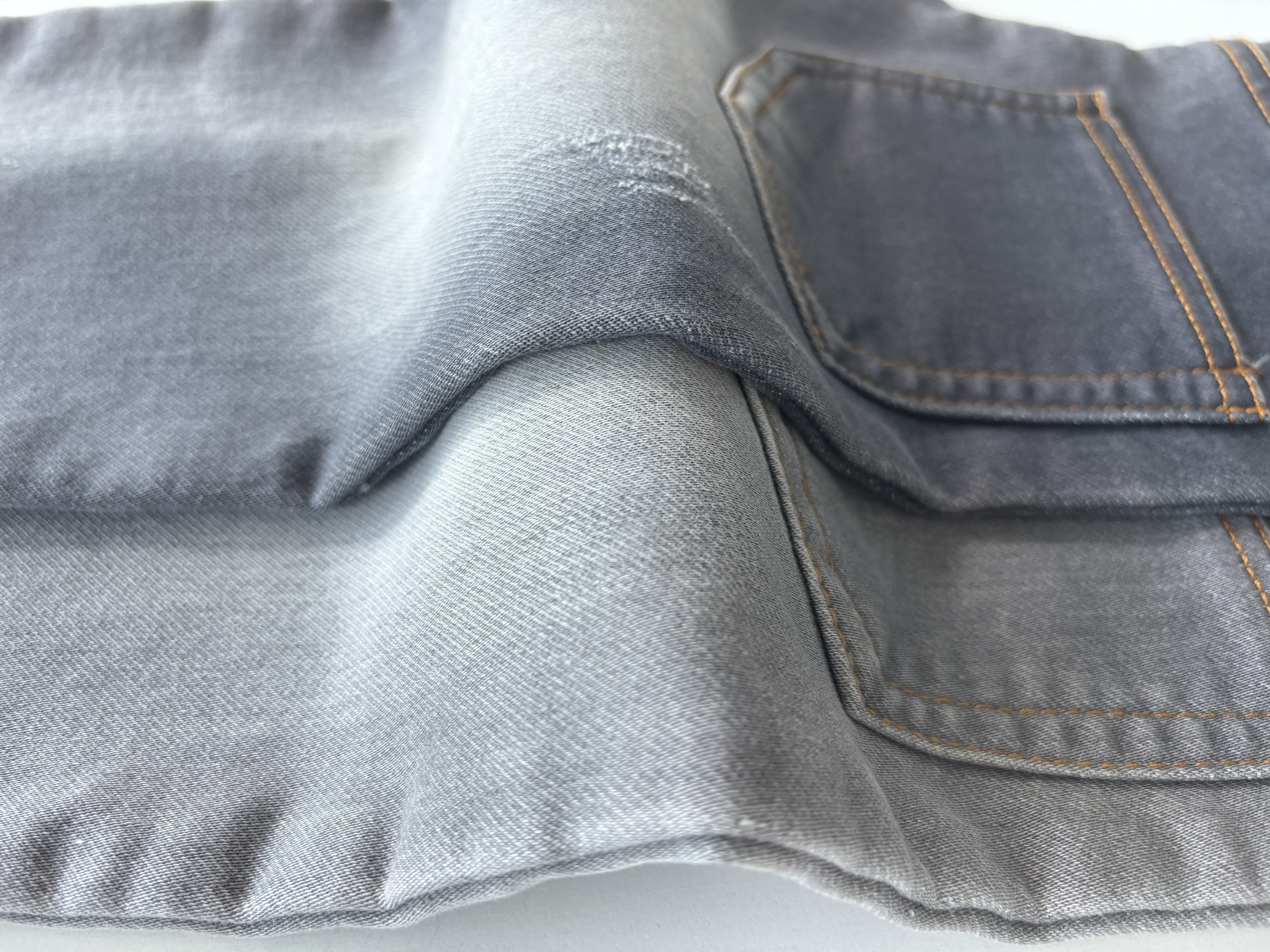 Grey Fake knitting Middle weightStretchdenim fabric#60016