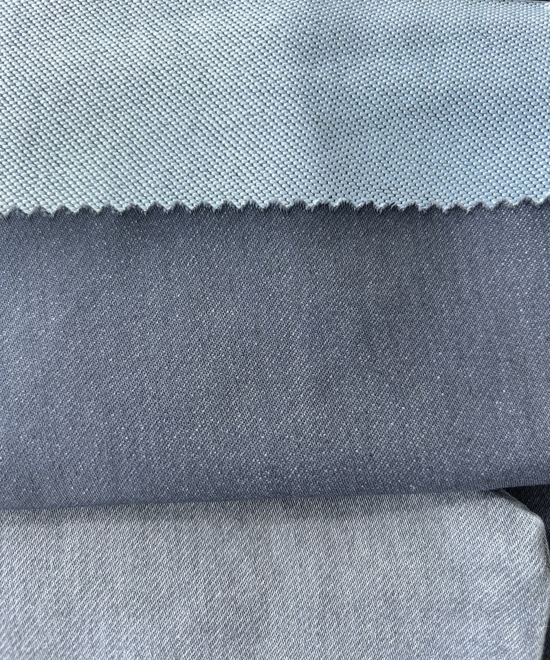 Grey Fake knitting Middle weightStretchdenim fabric#60016