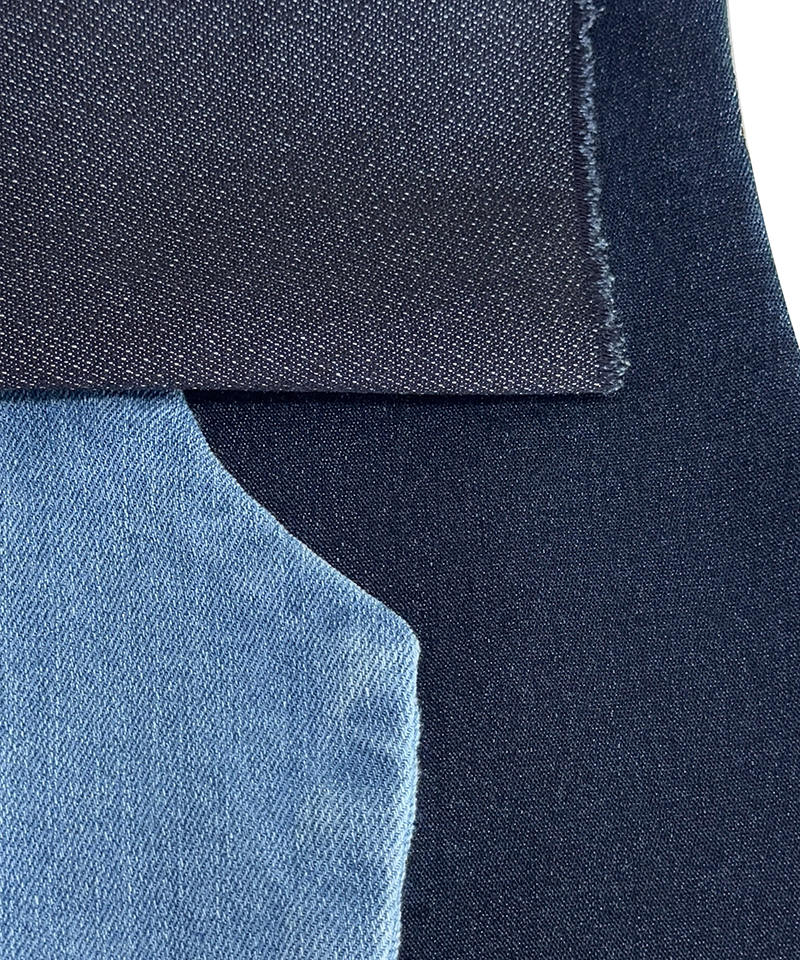 -240819#INDIGO-Fake knitting-7.5oz-Stretch-denim fabric#60070